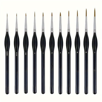 Feine Detailpinsel im 11er-Set mit Synthetikhaar und ergonomischem Griff für Acryl, Öl und Aquarell, Ansicht 8