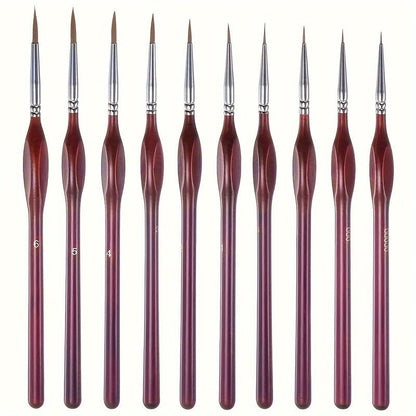 Feine Detailpinsel im 11er-Set mit Synthetikhaar und ergonomischem Griff für Acryl, Öl und Aquarell in 11er-Set Rot