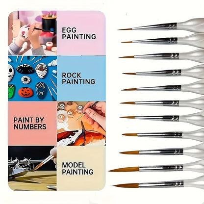 Feine Detailpinsel im 11er-Set mit Synthetikhaar und ergonomischem Griff für Acryl, Öl und Aquarell, Ansicht 10