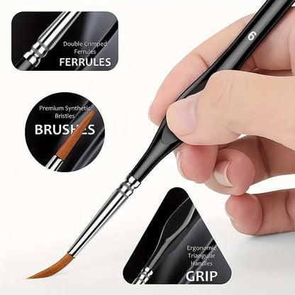 Feine Detailpinsel im 11er-Set mit Synthetikhaar und ergonomischem Griff für Acryl, Öl und Aquarell, Ansicht 12