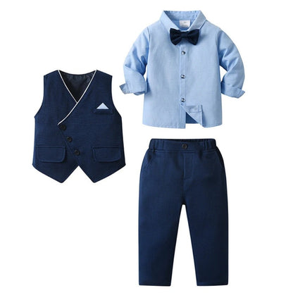 Festliches Anzug-Set für Jungen aus Baumwolle mit Hemd, Weste, Hose und Fliege, Ansicht 10