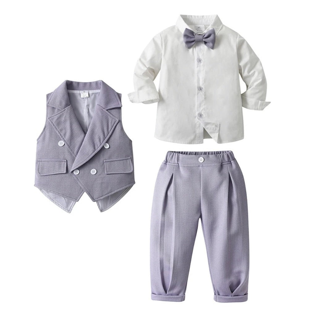 Festliches Anzug-Set für Jungen aus Baumwolle mit Hemd, Weste, Hose und Fliege, Ansicht 19