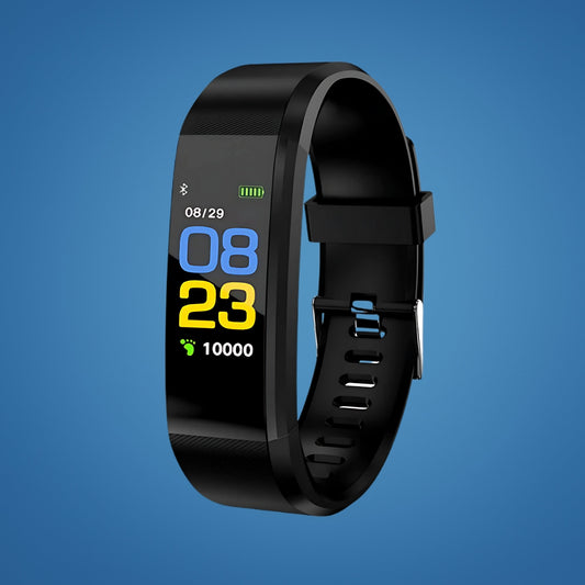 Fitness-Armband für Senioren mit Sturzerkennung, GPS-Standort, Notruftaste und Farbdisplay in Schwarz