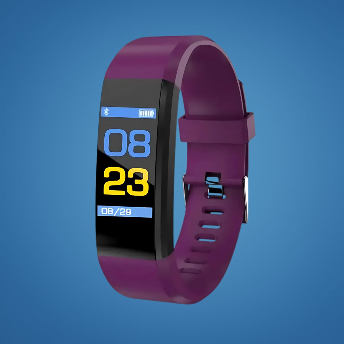 Fitness-Armband für Senioren mit Sturzerkennung, GPS-Standort, Notruftaste und Farbdisplay in Lila