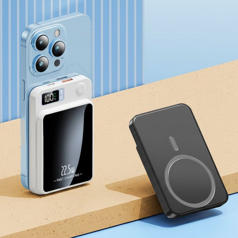 Flache Powerbank mit 20.000 mAh, Digitalanzeige und magnetischer Rückseite für unterwegs, Ansicht 9