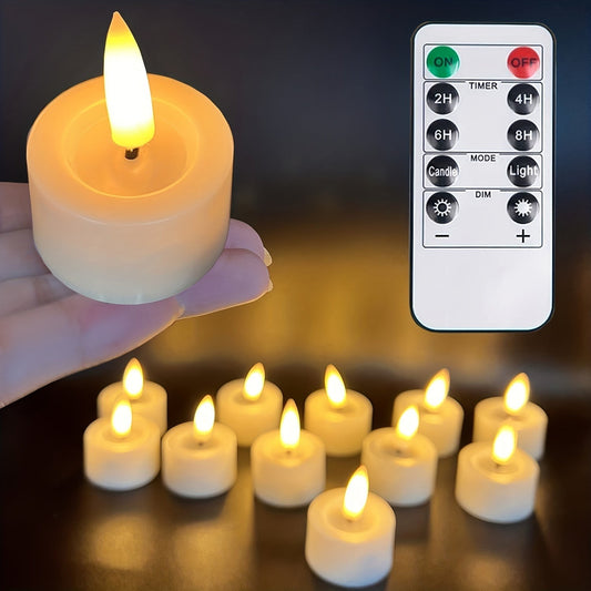 Flammenlose LED-Teelichter mit Fernbedienung, Timer und Dimmfunktion im Set, Ansicht 2