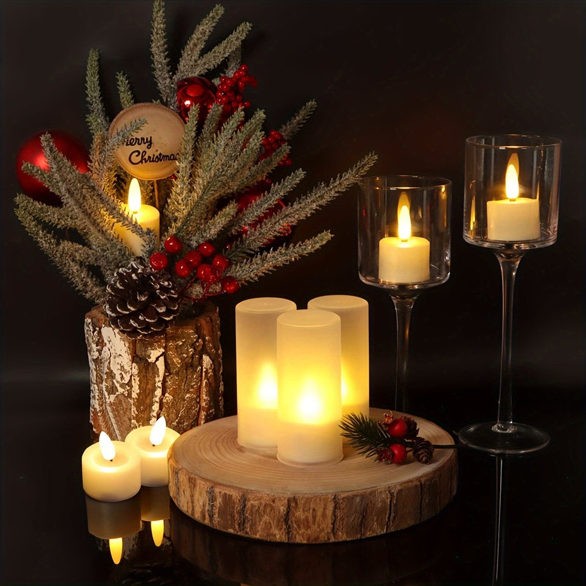 Flammenlose LED-Teelichter mit Fernbedienung, Timer und Dimmfunktion im Set, Ansicht 6