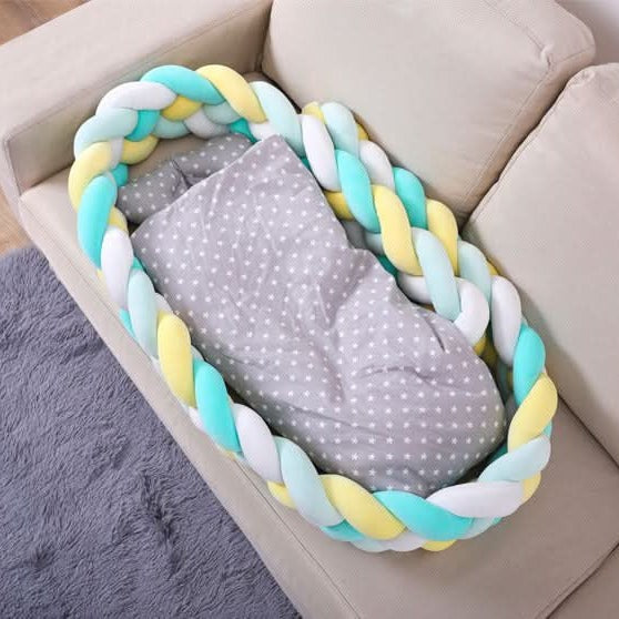Geflochtene Bettschlange aus Baumwolle als weiche Bettumrandung für Babybett und Beistellbett, Ansicht 39