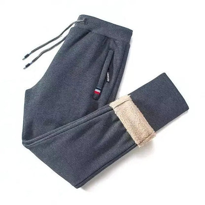 Gefütterte Jogginghose für Herren mit Teddyfleece-Innenfutter, Kordelzug und Reißverschlusstaschen in Grau 1