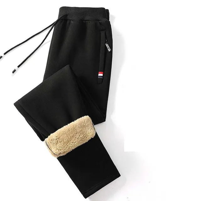 Gefütterte Jogginghose für Herren mit Teddyfleece-Innenfutter, Kordelzug und Reißverschlusstaschen in Grau 2