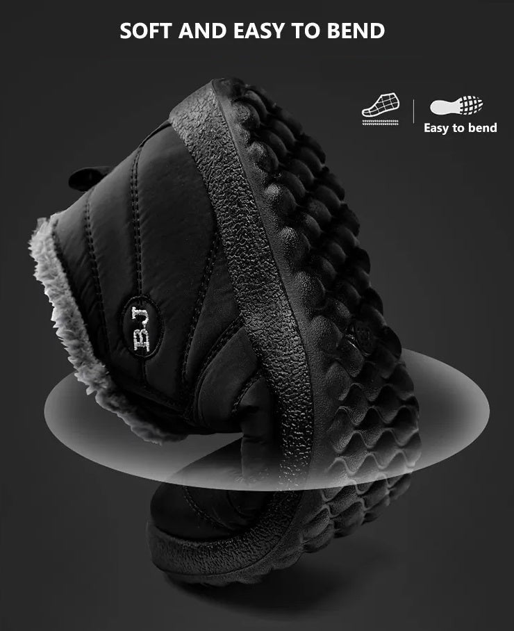 Gefütterte Winter-Slipper für Herren mit Fellkragen, wasserabweisendem Obermaterial und rutschfester Sohle, Ansicht 14