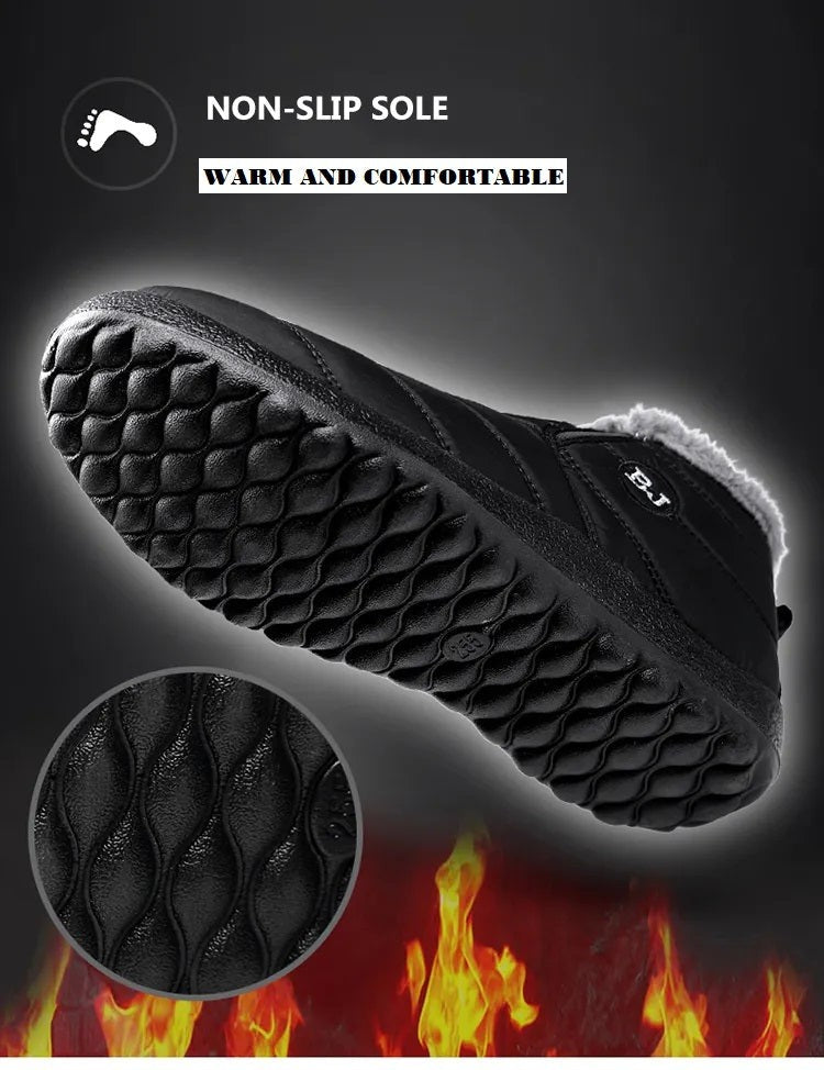 Gefütterte Winter-Slipper für Herren mit Fellkragen, wasserabweisendem Obermaterial und rutschfester Sohle, Ansicht 16