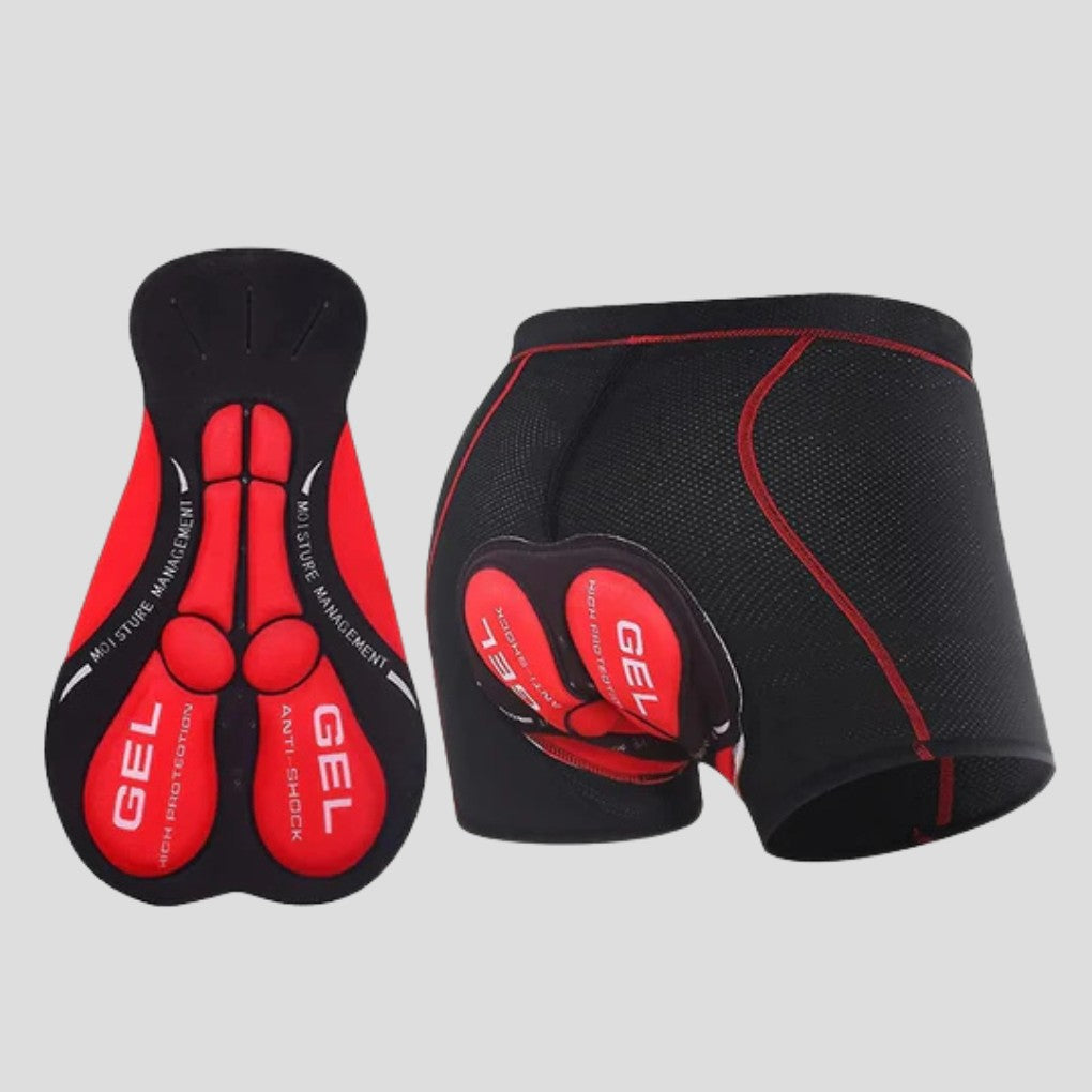 Gepolsterte Fahrrad-Unterhose mit Gel-Sitzpolster und flachen Nähten für Damen und Herren in Rot
