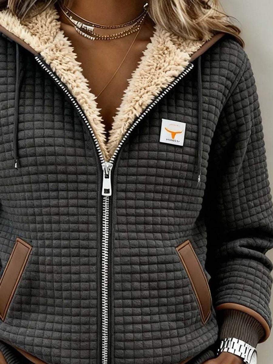 Gesteppte Damen-Jacke mit Sherpafutter, Kapuze und Waffelstruktur, Ansicht 2