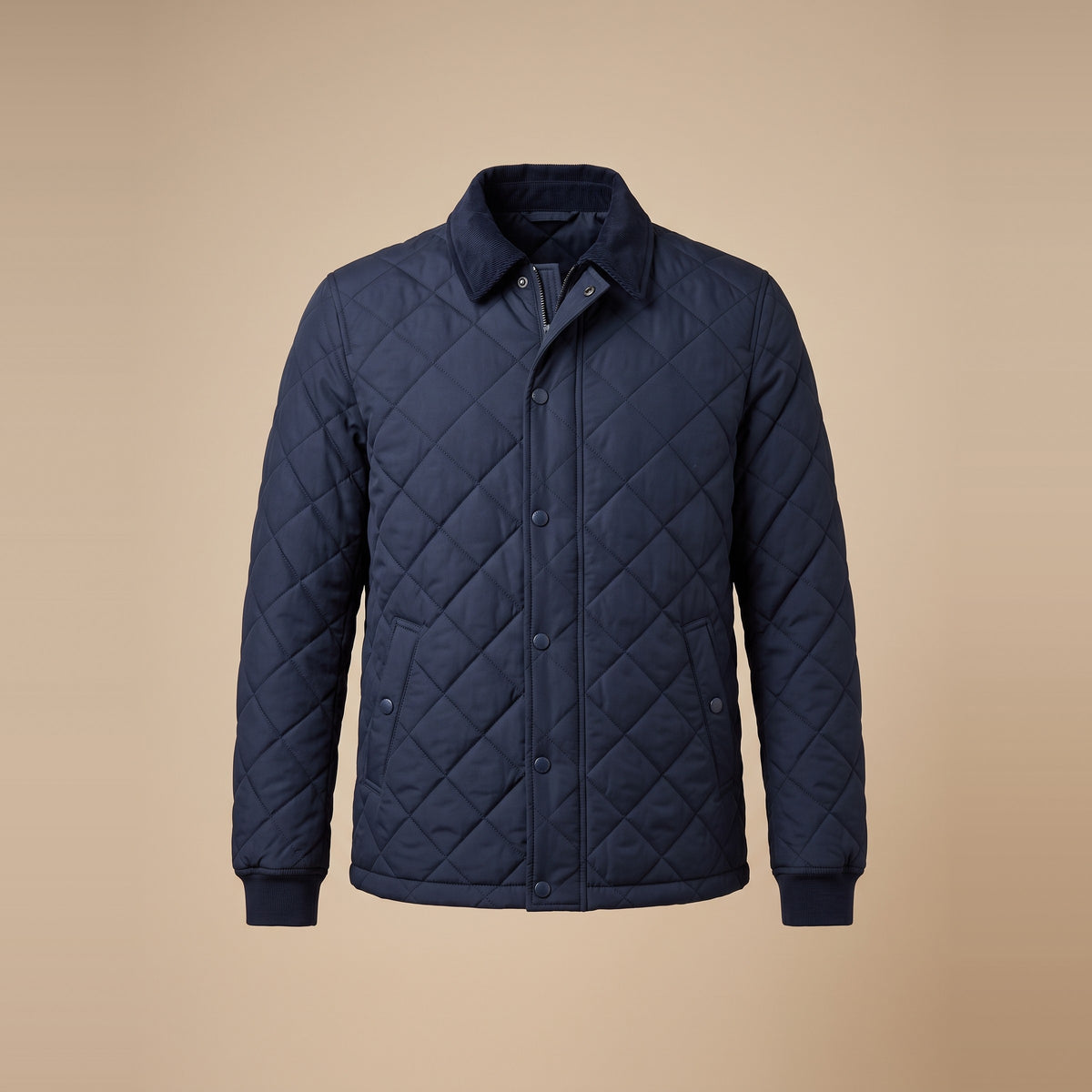 Gesteppte Herrenjacke mit Rautensteppung in Navy, Vorderansicht