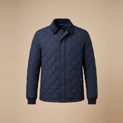 Gesteppte Herrenjacke mit Rautensteppung in Navy, Vorderansicht
