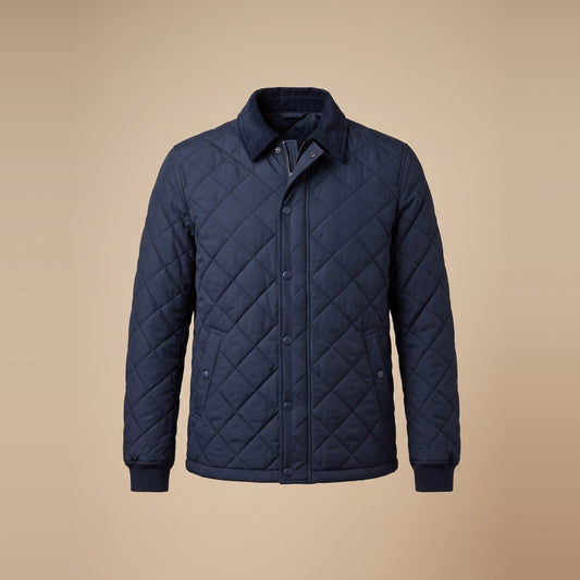 Gesteppte Herrenjacke mit Rautensteppung in Navy, Vorderansicht