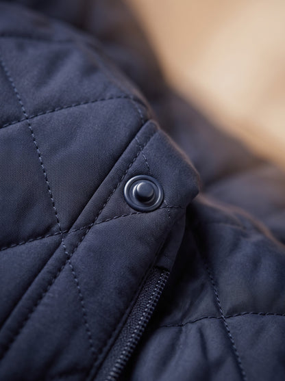 Gesteppte Herrenjacke mit Rautensteppung in Navy, Detailansicht