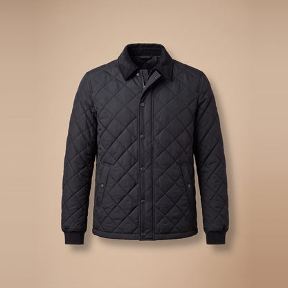 Gesteppte Herrenjacke mit Rautensteppung in Schwarz, Vorderansicht