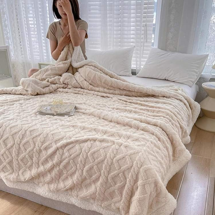 Gewichtsdecke aus Sherpa-Fleece mit Glasperlenfüllung und Zopfmuster für Sofa und Bett, Ansicht 10