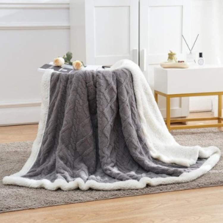 Gewichtsdecke aus Sherpa-Fleece mit Glasperlenfüllung und Zopfmuster für Sofa und Bett, Ansicht 11