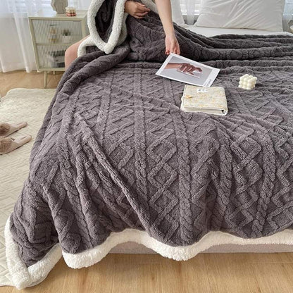 Gewichtsdecke aus Sherpa-Fleece mit Glasperlenfüllung und Zopfmuster für Sofa und Bett, Ansicht 13
