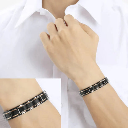 Gliederarmband aus Edelstahl 316L mit Magneten, Hämatit und kürzbarer Länge, Ansicht 3