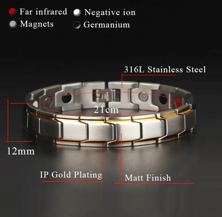 Gliederarmband aus Edelstahl 316L mit Magneten, Hämatit und kürzbarer Länge, Ansicht 12