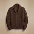 Grobstrick-Strickjacke für Herren mit Schalkragen und aufgesetzten Taschen