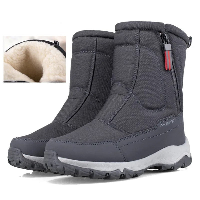 Halbhohe Winterstiefel mit Plüschfutter, seitlichem Reißverschluss und rutschfester Profilsohle, Ansicht 4