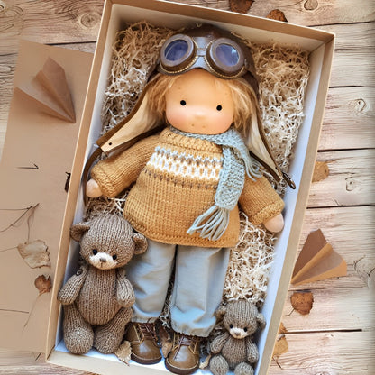 Handgemachte Stoffpuppe im Waldorf-Stil aus Baumwolle mit Wollfüllung, Ansicht 22