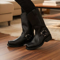 Harness-Stiefel für Herren aus PU-Leder mit Metallring und öl- und hitzebeständiger Sohle