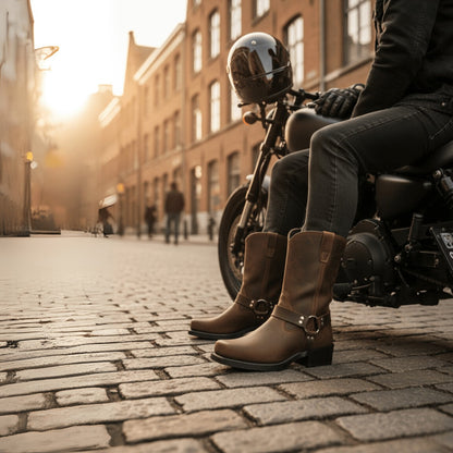 Harness-Stiefel für Herren aus PU-Leder mit Metallring und öl- und hitzebeständiger Sohle, Ansicht 6