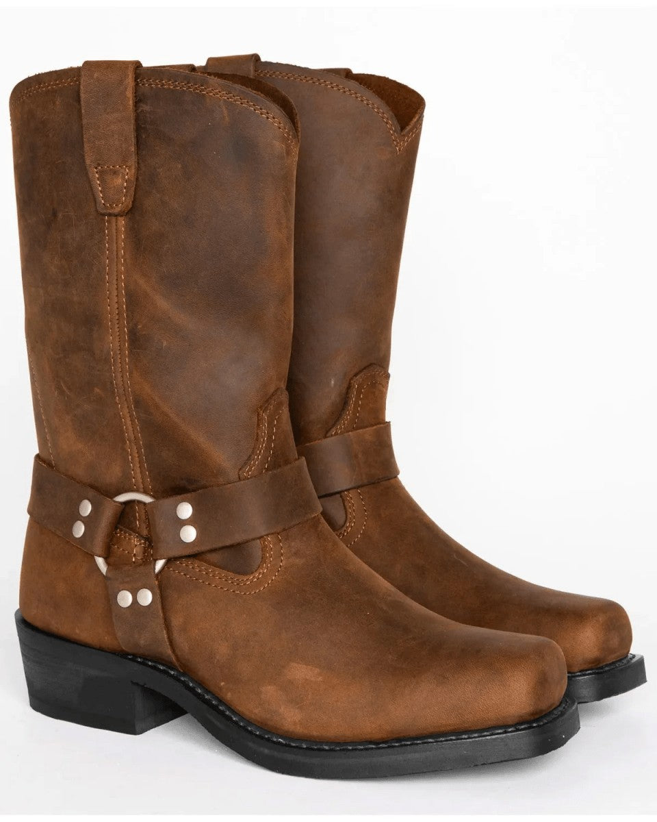 Harness-Stiefel für Herren aus PU-Leder mit Metallring und öl- und hitzebeständiger Sohle, Ansicht 7