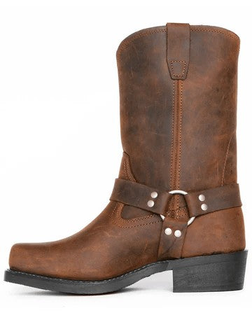 Harness-Stiefel für Herren aus PU-Leder mit Metallring und öl- und hitzebeständiger Sohle in Khaki