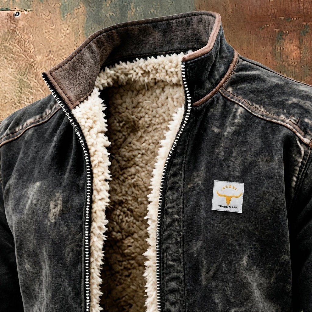 Herren-Bomberjacke im Used-Look mit Teddyfutter, Stehkragen und Rippbündchen, Ansicht 3