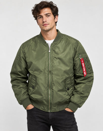 Herren-Bomberjacke mit wattiertem Futter, Rippbündchen und Ärmeltasche, Ansicht 6