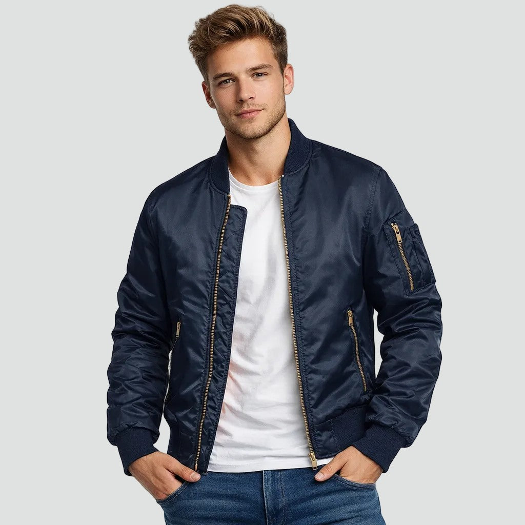 Herren-Bomberjacke mit wattiertem Futter, Rippbündchen und Ärmeltasche, Ansicht 11