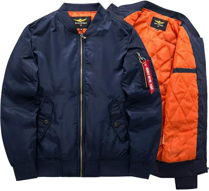 Herren-Bomberjacke mit wattiertem Futter, Rippbündchen und Ärmeltasche, Ansicht 12