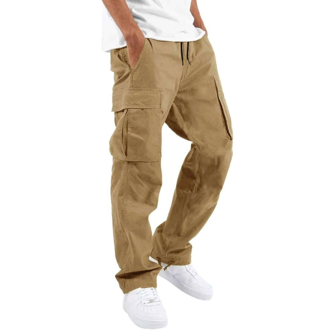 Herren-Cargohose mit Seitentaschen, Kordelzug am Bund und Tunnelzug am Saum in Khaki