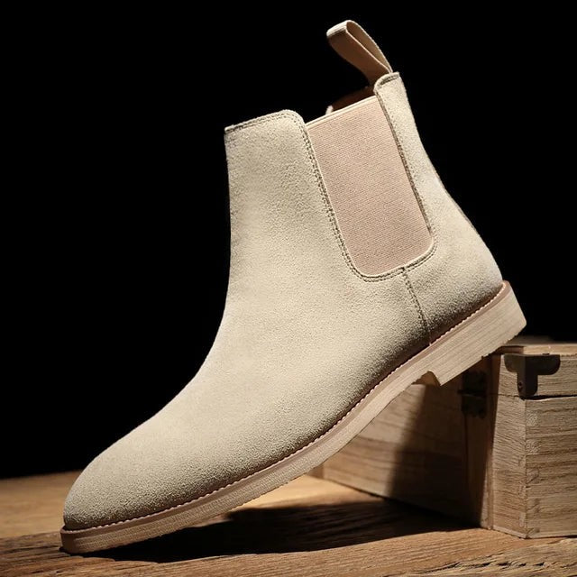 Herren-Chelsea-Boots aus Veloursleder mit elastischen Einsätzen, Anziehlasche und gepolsterter Innensohle, Ansicht 7
