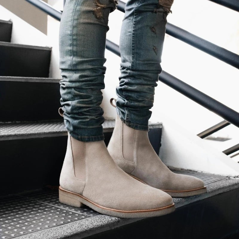 Herren-Chelsea-Boots aus Veloursleder mit elastischen Einsätzen, Anziehlasche und gepolsterter Innensohle, Ansicht 10