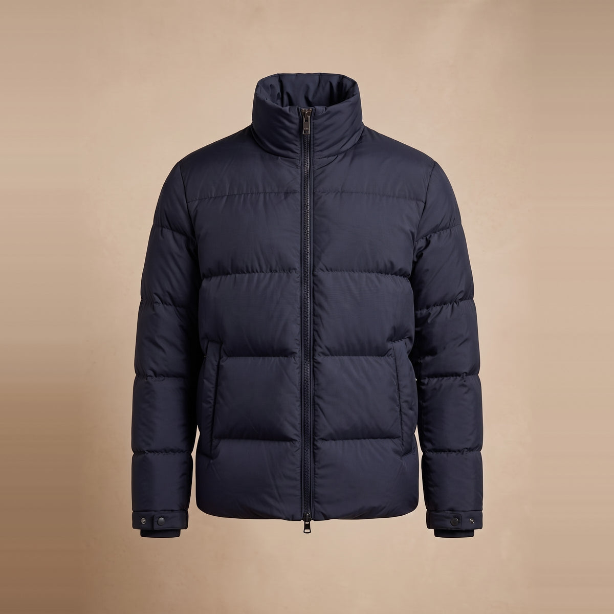 Herren-Daunenjacke mit Stehkragen in Navy, Vorderansicht
