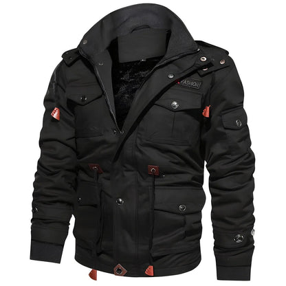 Herren-Feldjacke mit Plüschfutter, Pattentaschen, Ärmeltasche und Taillenzug, Ansicht 4