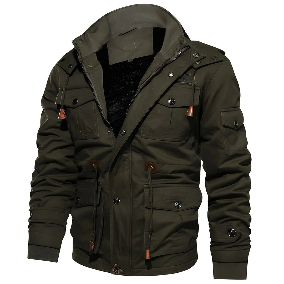 Herren-Feldjacke mit Plüschfutter, Pattentaschen, Ärmeltasche und Taillenzug, Ansicht 6