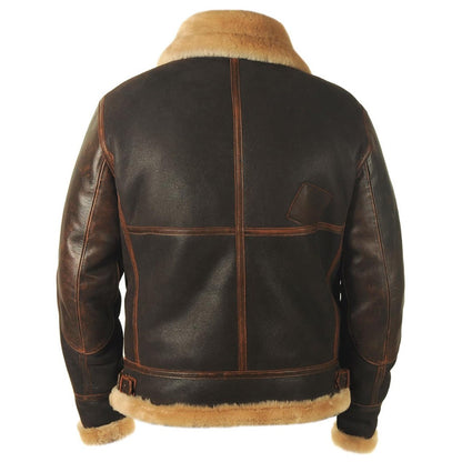 Herren-Fliegerjacke aus Lammleder mit Shearling-Futter, Fellkragen und Riemen am Kragen, Ansicht 3