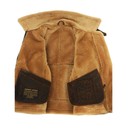Herren-Fliegerjacke aus Lammleder mit Shearling-Futter, Fellkragen und Riemen am Kragen, Ansicht 7