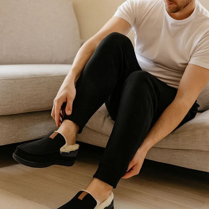 Herren-Hausschuhe aus Kunstwolle im Loafer-Schnitt mit Plüschfutter für den Winter, Ansicht 6