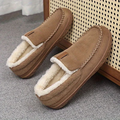 Herren-Hausschuhe aus Kunstwolle im Loafer-Schnitt mit Plüschfutter für den Winter, Ansicht 7