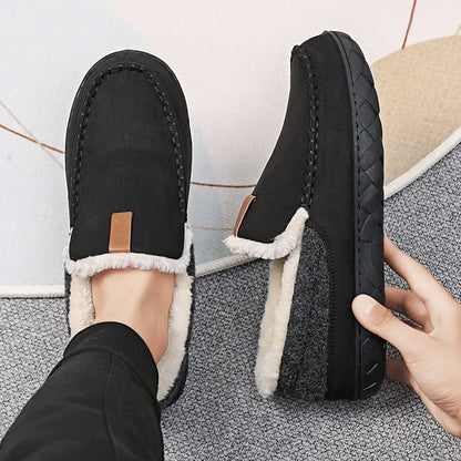 Herren-Hausschuhe aus Kunstwolle im Loafer-Schnitt mit Plüschfutter für den Winter, Ansicht 8